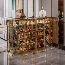 Load image into Gallery viewer, Luxury Large Capacity Storage Shoe Rack Tempered Glass Shoe Cabinet Home Furniture
