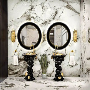 Italian Luxury Wash Basin Pedestal Stainless steel and Brass