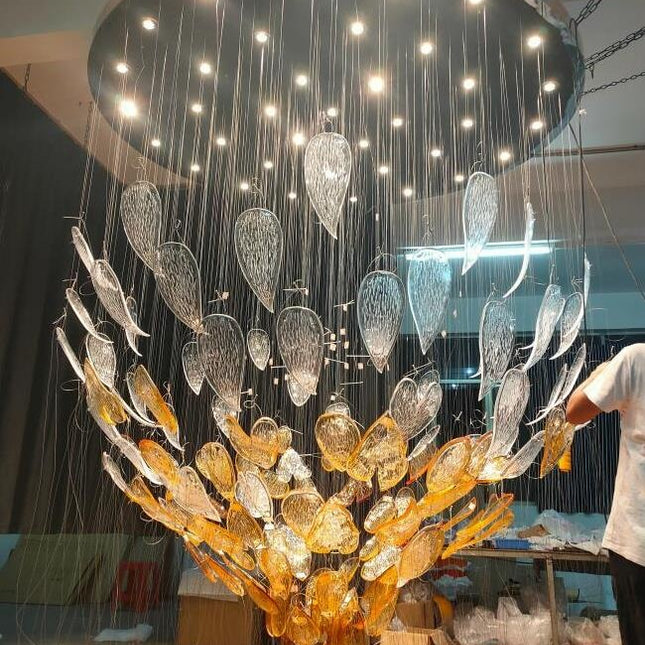 Luxury Stainless steel frame modern led chandelier big crystal hotel lighting