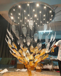 Luxury Stainless steel frame modern led chandelier big crystal hotel lighting