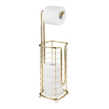 Load image into Gallery viewer, Modern Design Gold Tissue Paper Roll Holder Bathrooms/Powder Room Brass Standing Toilet Paper Holder
