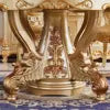 Load image into Gallery viewer, golden foil hand carved Italian style dining room furniture round dining table
