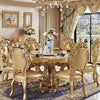 Load image into Gallery viewer, golden foil hand carved Italian style dining room furniture round dining table
