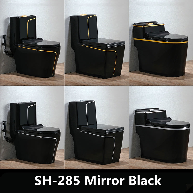 Black Colored Bathroom Ceramic One Piece Toilet Bowl