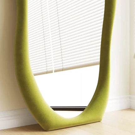Unique design modern wave shape mirror whole-length mirror with plywood frame for living room