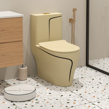 Load image into Gallery viewer, Style floor mounted sanitary ware khaki colored toilet bowl bathroom ceramic square one piece toilet wc
