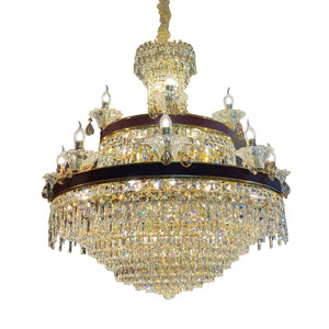 Custom hotel Lights Surface Mounted Round Crystal Ceiling Lamps For Royal Palace Auditorium Hall Sitting Room Gold Black