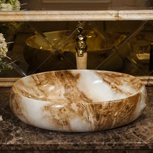 Cargar imagen en el visor de la galería, Porcelain tabletop no hole bathroom sink countertop ceramic wash basin
