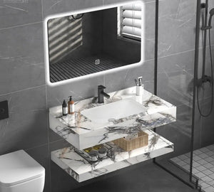 Slate Marble Bathroom Wall Mounted Marble Stone Wash Basin Sink Vanities Lighting Cabinets