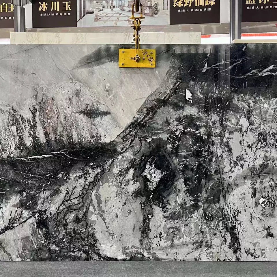 Polished China Munich With White Vein Background Marble For Countertop