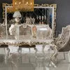 Load image into Gallery viewer, luxury dining wine cabinet set golden foil hand carved Italian style dining room furniture dining table
