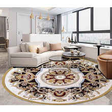 Lade das Bild in den Galerie-Viewer, Luxury Italian Round Custom Carpets Flower Wool Silk Washable Rug
