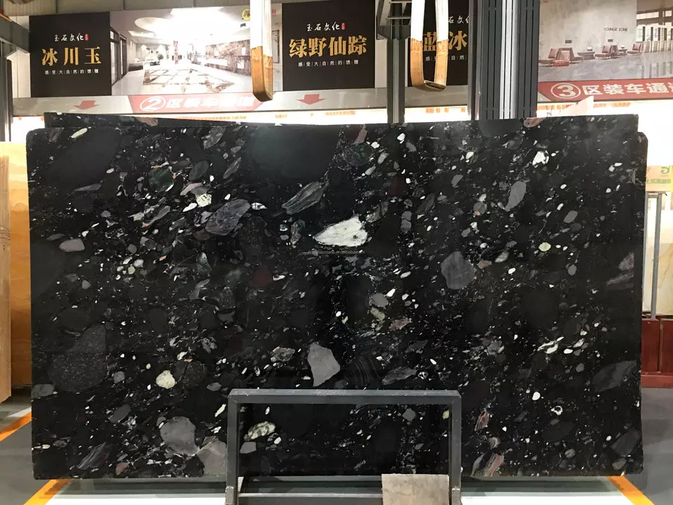Black marble with white multicoloured luxury terrazzo marble Big Polished Slab Wall Panels Decorative Interior Design