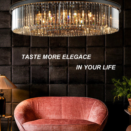 Luxury black semi embedded bedroom living room round Chandelier Ceiling lights