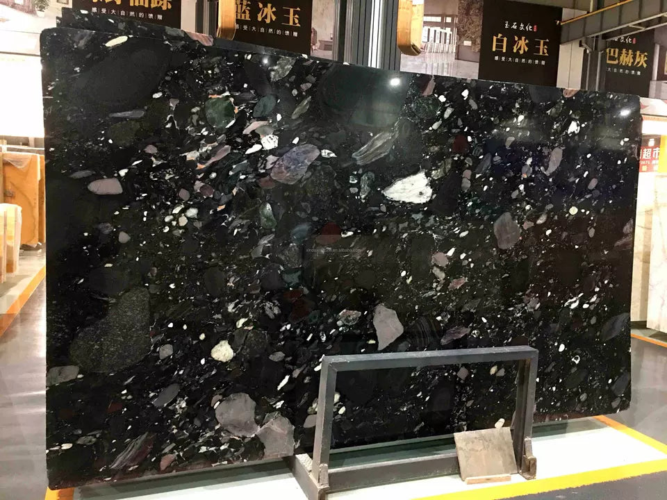 Black marble with white multicoloured luxury terrazzo marble Big Polished Slab Wall Panels Decorative Interior Design