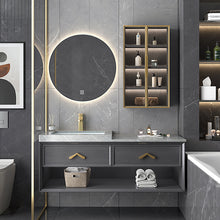 Загрузить изображение в средство просмотра галереи, Rock plate bathroom cabinet modern simple light luxury solid wood
