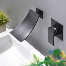 Charger l&#39;image dans la galerie, Matte Black Waterfall Basin Faucets Wall Mount Waterfall Faucet Single Handle Mixer Tap Bathroom Waterfall Basin Faucet
