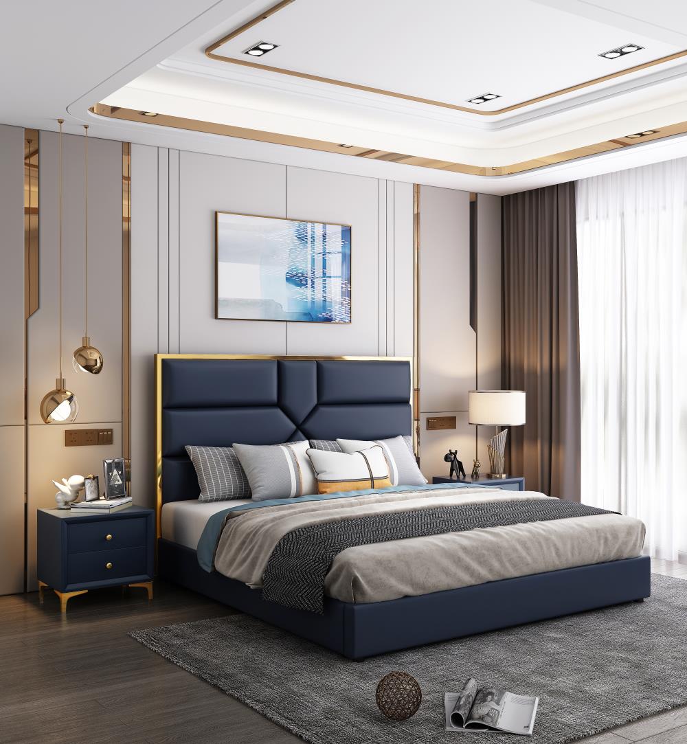 High Quality Solid Wood Oak BedDouble Bed Designs In WoodLeather Upholstery Bed