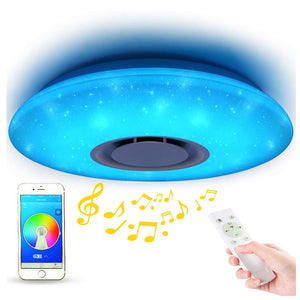 LED Music Ceiling Light with Bluetooth Speaker Smart APP Control 24W RGBW Dimmable Round Mount Lighting for Kitchen Bathroom