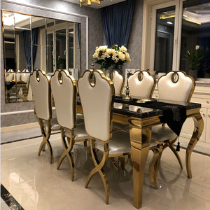 New Listing Modern Long Dining Table China Luxury Marble Dining Room Table 6 Persons