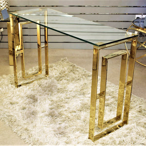 Gold Nesting Tables Clear Glass Top Coffee Table Desk Living Room Furniture