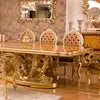 Загрузить изображение в средство просмотра галереи, luxury dining set golden foil hand carved Italian style dining room furniture round dining table
