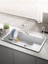 Lade das Bild in den Galerie-Viewer, Quartz Stone Sink Washbasin Single Slot White Kitchen Step Sink White Italian Rough
