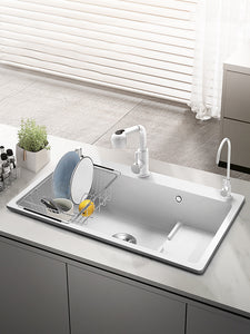 Quartz Stone Sink Washbasin Single Slot White Kitchen Step Sink White Italian Rough
