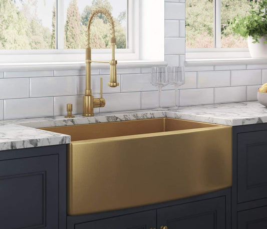 Farmhouse Apron Sink Stainless-steel 304 Nano Sink Gold 16 Gauge All Sides and Inside