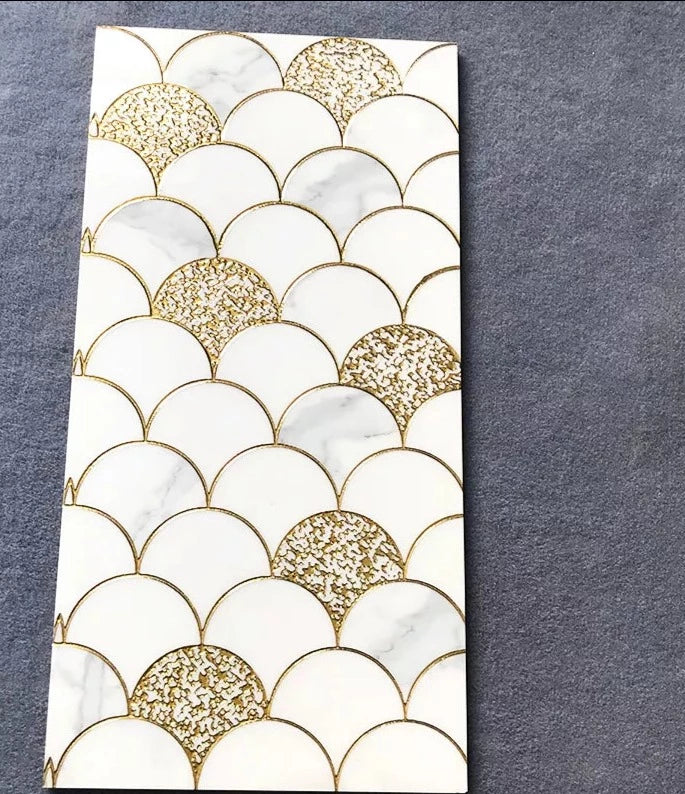 Luxury Porcelain Tiles Fish Scale 30x60cm Engraved