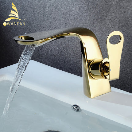 Robinet mitigeur de lavabo noir 855771, mitigeur monocommande, montage sur plage, doré, robinet en laiton pour lavabo 