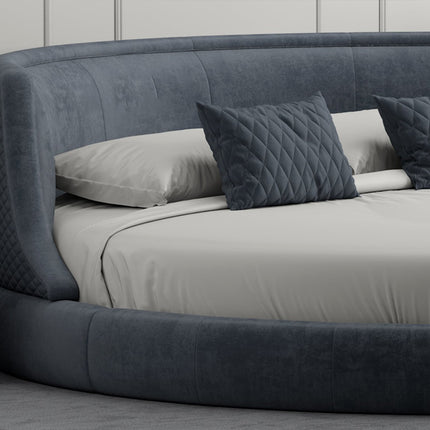 Modernes, elegantes Design: Bettgestell-Set, dunkelgrauer Samt, Kingsize-Rundbett, luxuriöses Rundbett