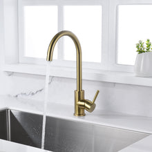 Cargar imagen en el visor de la galería, kitchen elbow faucet single hole brass brushed gold kitchen faucet
