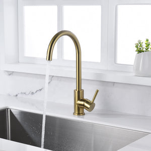 kitchen elbow faucet single hole brass brushed gold kitchen faucet