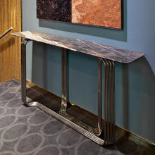 Load image into Gallery viewer, Black Top Hallway Console Table Luxury Stainless Steel Legs Italian Console Table
