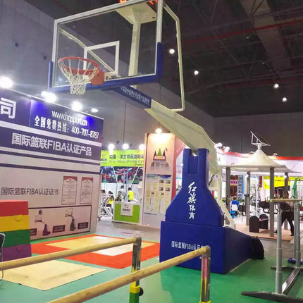 Certification Fiba Electric Hydraulic Folding Basketball hoop Stand for competition and training