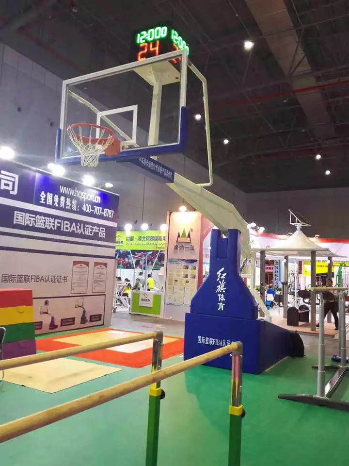 Certification Fiba Electric Hydraulic Folding Basketball hoop Stand for competition and training