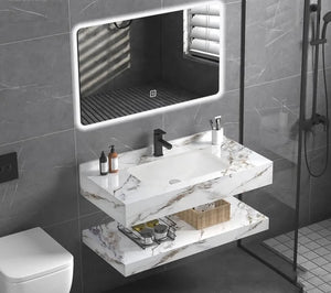 Slate Marble Bathroom Wall Mounted Marble Stone Wash Basin Sink Vanities Lighting Cabinets