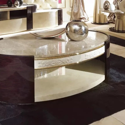 Oval marble top coffee table luxury modern wooden leisure coffee table