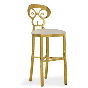 Luxury gold metal frame velvet bar chair