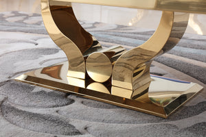 Living Room Contemporary Luxury Marble Top Gold Stainless Steel Center Glass Coffee Table