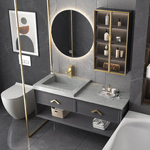 Загрузить изображение в средство просмотра галереи, Rock plate bathroom cabinet modern simple light luxury solid wood
