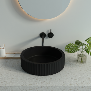 Round Black Concrete Countertop Sink Bathroom Cement Sink Lavabo