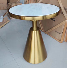 Charger l&#39;image dans la galerie, Modern Luxury Round Marble Top gold stainless steel Small Coffee Table for living room
