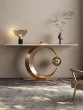 Cargar imagen en el visor de la galería, Italian art furniture designer light luxury marble console table stainless steel entryway console table
