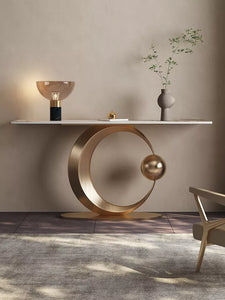 Italian art furniture designer light luxury marble console table stainless steel entryway console table
