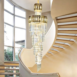 New Design Living Room Villa Hotel Stair Long Gold Luxury Modern Crystal Chandelier Light