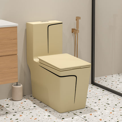 Toilet Bowl Beige Mounted Sanitary Ware Khaki Colored Toilet Bowl Bathroom Porcelain Square One-piece Toilet WC