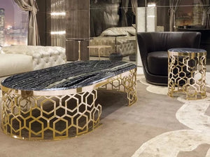 Modern Gold Stainless Steel Leg marble top oval tea table living room home furniture luxury side center coffee table