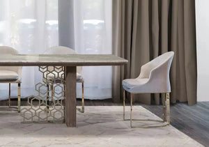 Italian Modern Design white rectangular dining table Dubai nature travertine top Luxury dining table